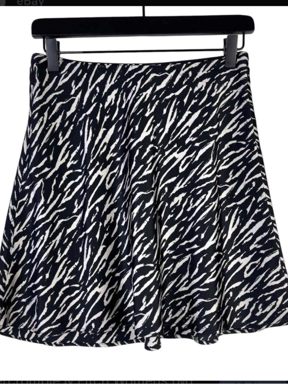 Washable Silk Satin Abercrombie & Fitch Zebra Black and White Printed mini Skirt
